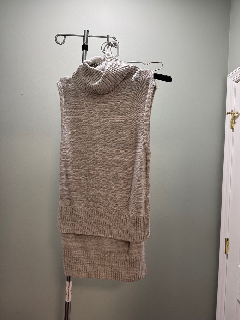 Banana Republic Sleeveless Cowl Neck Sweater Vest in Light Taupe